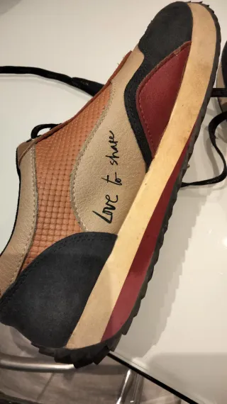 Zapatos mujer beige y rojo