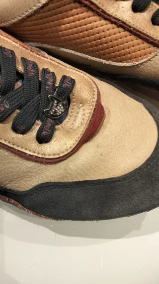 Zapatos mujer beige y rojo