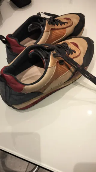 Zapatos mujer beige y rojo