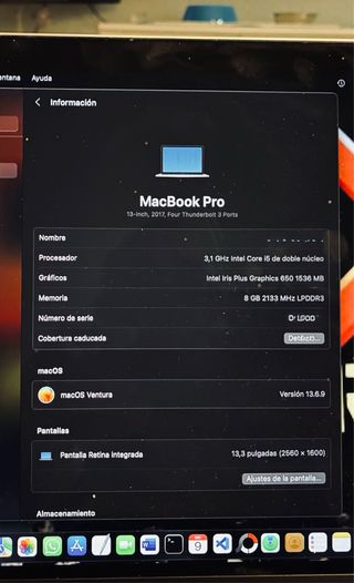 MacBook Pro 13 2017 Intel Core i5 8GB RAM