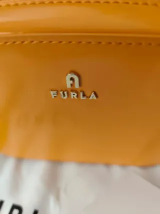 Borsa Furla arancione vernice oro