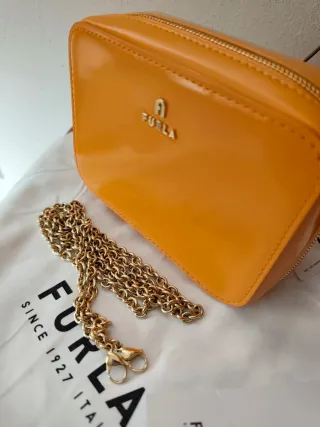 Borsa Furla arancione vernice oro
