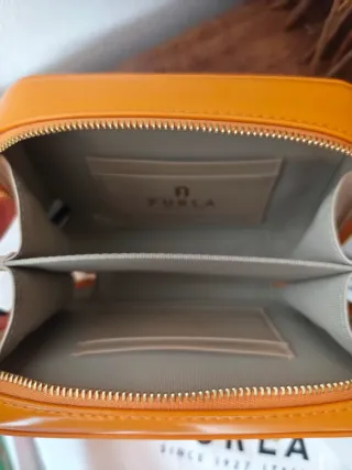 Borsa Furla arancione vernice oro