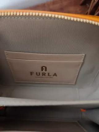 Borsa Furla arancione vernice oro