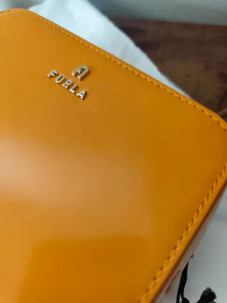 Borsa Furla arancione vernice oro