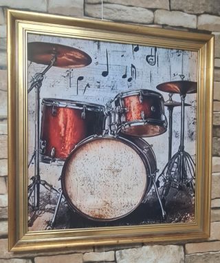 Cuadro Batería Musical, Marco Dorado