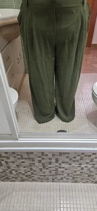 Pantalón elástico verde mujer