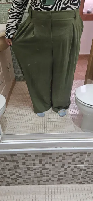 Pantalón elástico verde mujer