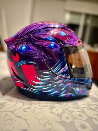 Casco Moto Icon Diseño Pavo Real