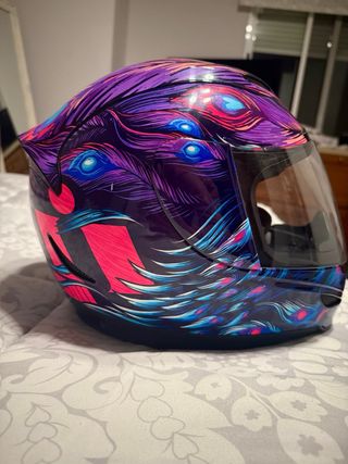 Casco Moto Icon Diseño Pavo Real