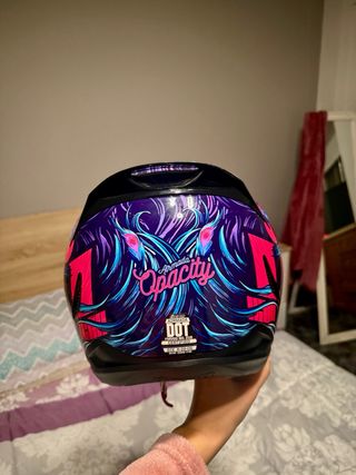 Casco Moto Icon Diseño Pavo Real