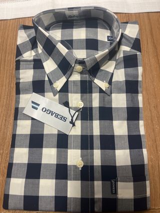 Camisa Sebago cuadros azul y blanco Talla M