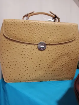 Borsa da lavoro in pelle di struzzo
