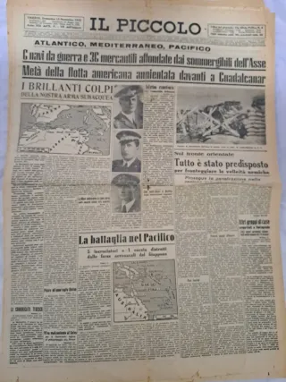 Giornali storici anni 40 " Il Piccolo "
