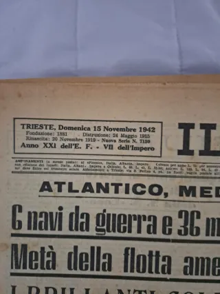 Giornali storici anni 40 " Il Piccolo "