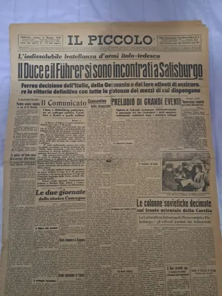 Giornali storici anni 40 " Il Piccolo "