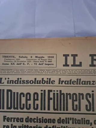 Giornali storici anni 40 " Il Piccolo "
