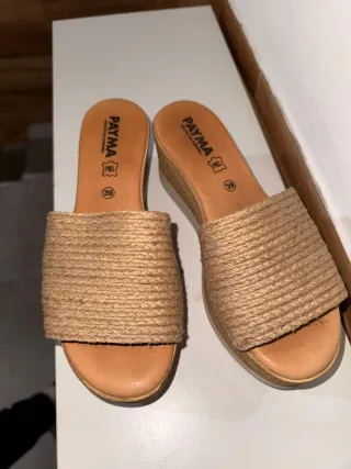 Sandalias PAYMA cuña esparto beige