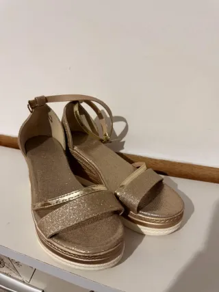 Sandalias PAYMA cuña esparto beige