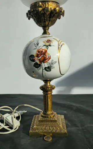 Lampara ceramica y bronce