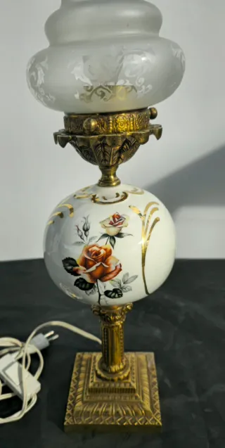 Lampara ceramica y bronce