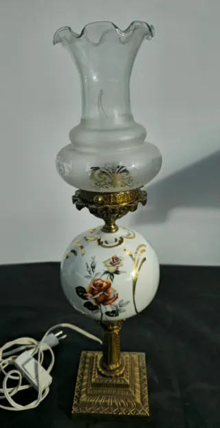 Lampara ceramica y bronce