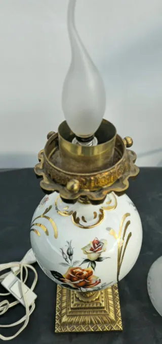 Lampara ceramica y bronce