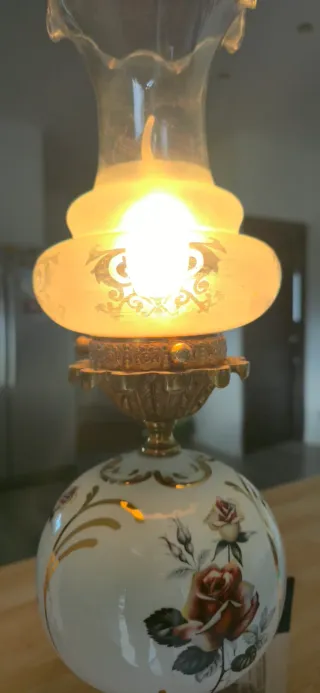 Lampara ceramica y bronce