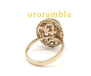 Anillo Oro 18k con Piedras Rosas