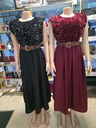 Vestido lentejuelas negro y rojo