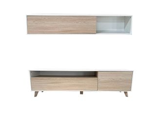 Mueble TV 180cm Beige y Blanco