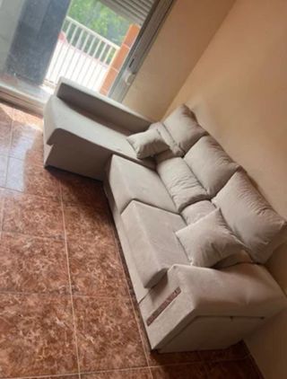 Sofá modular beige de tela