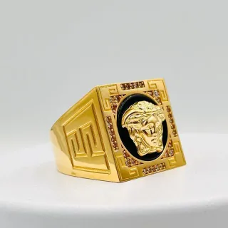 Anillo Cuadrado Greca Medusa Oro 18K
