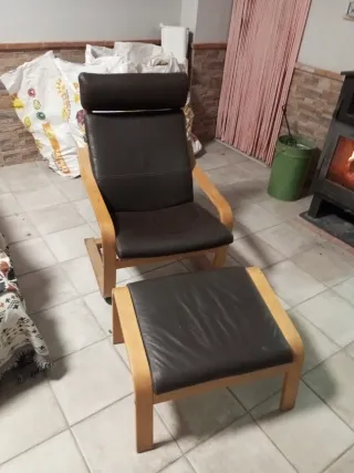 Sillón Ikea Poäng cuero y madera