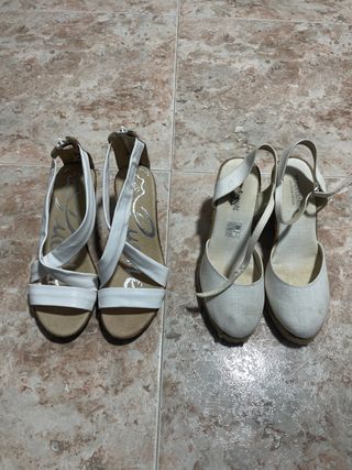 Lote 2 pares sandalias mujer blancas