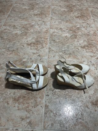 Lote 2 pares sandalias mujer blancas