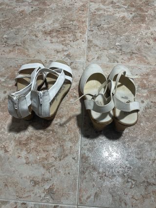 Lote 2 pares sandalias mujer blancas