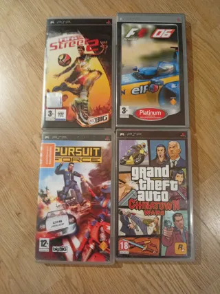 4 Juegos PSP: FIFA Street 2, F1 06, Pursuit Force,