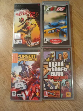 4 Juegos PSP: FIFA Street 2, F1 06, Pursuit Force,