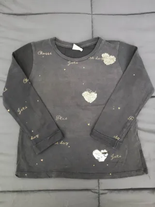 Camisola Zara 6 anos c/ corações lantejoula