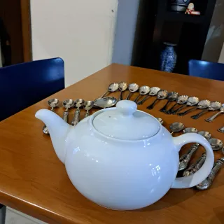 Teiera in porcellana bianca