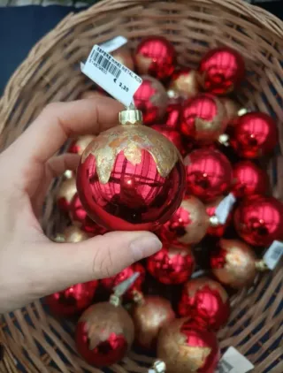 Set 13 Sfere Natalizie Rosse Effetto Vetro 6cm