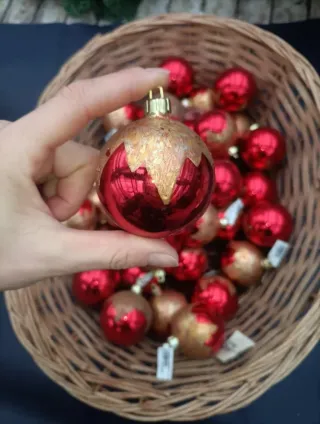 Set 13 Sfere Natalizie Rosse Effetto Vetro 6cm