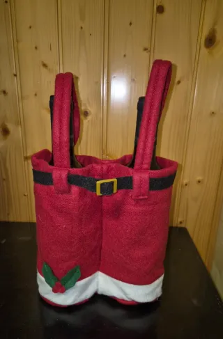 Bolsa Portavinos Navideño Rojo y Blanco.