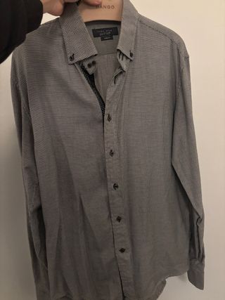 Camisa Zara Slim Fit Gris Talla M