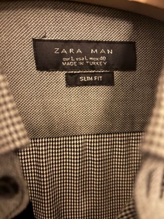 Camisa Zara Slim Fit Gris Talla M
