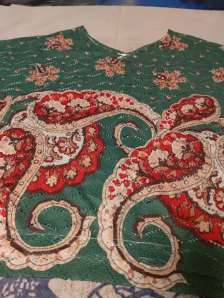 Blusa Punto Calado Estampado Mujer Talla L