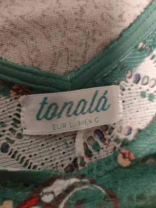 Blusa Punto Calado Estampado Mujer Talla L