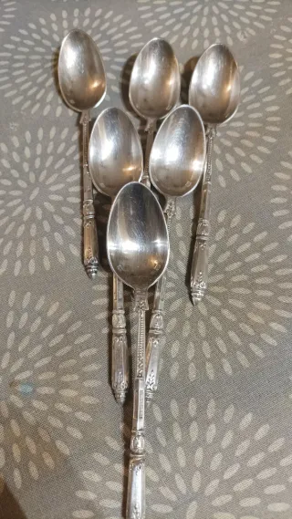 6 Cucchiaini da dessert in argento marocchino