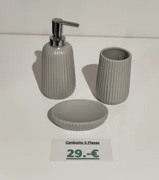Conjunto baño 3 piezas gris